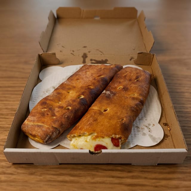 Large Pepperoni & Bacon Stromboli.